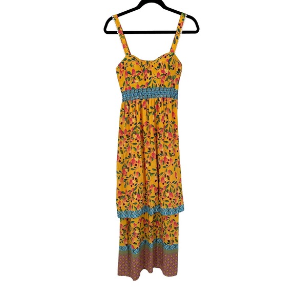 Farm Rio for Anthropologie Anjou‎ Maxi Dress Size 2 Tiered Padded Cup READ - Picture 2 of 16